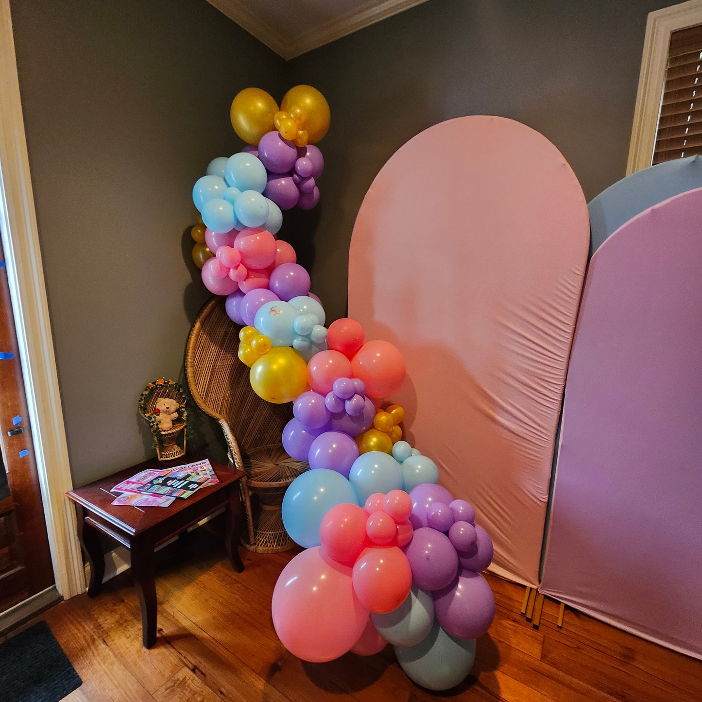 Lavender, Pink, Blue, and Gold 9ft Half Arch