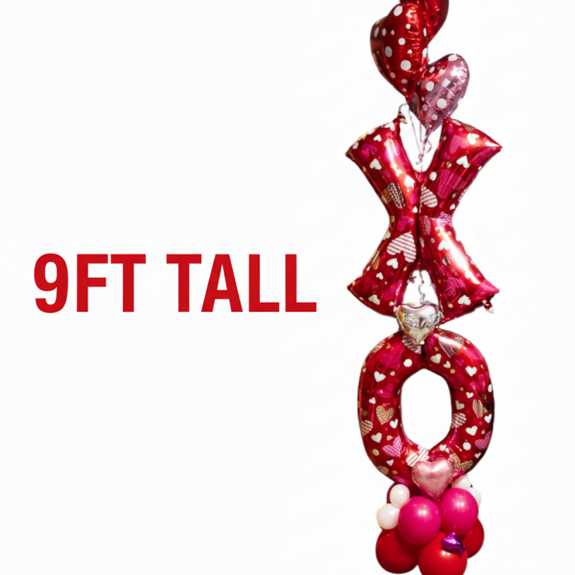 Valentine’s Day XO Balloon Column – 9ft Tall