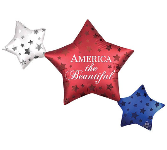 39" Satin Patriotic Star Trio