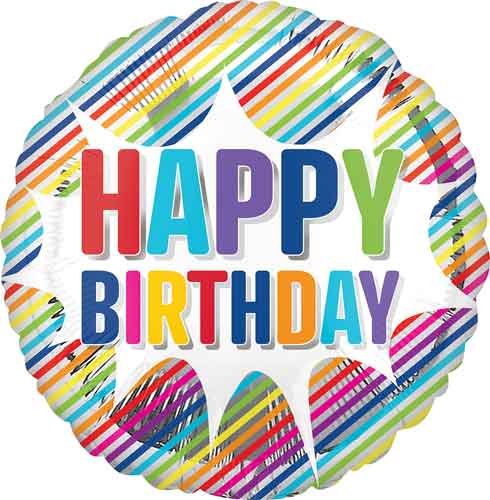 28in Birthday Striped Burst Jumbo Foil
