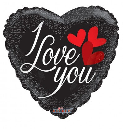 18" Love You Hearts on Black