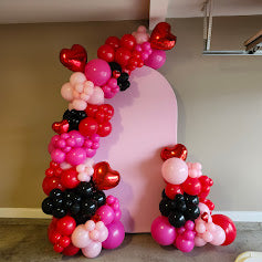 9ft Half Arch and Corner Accent Red, Pink, Black,
