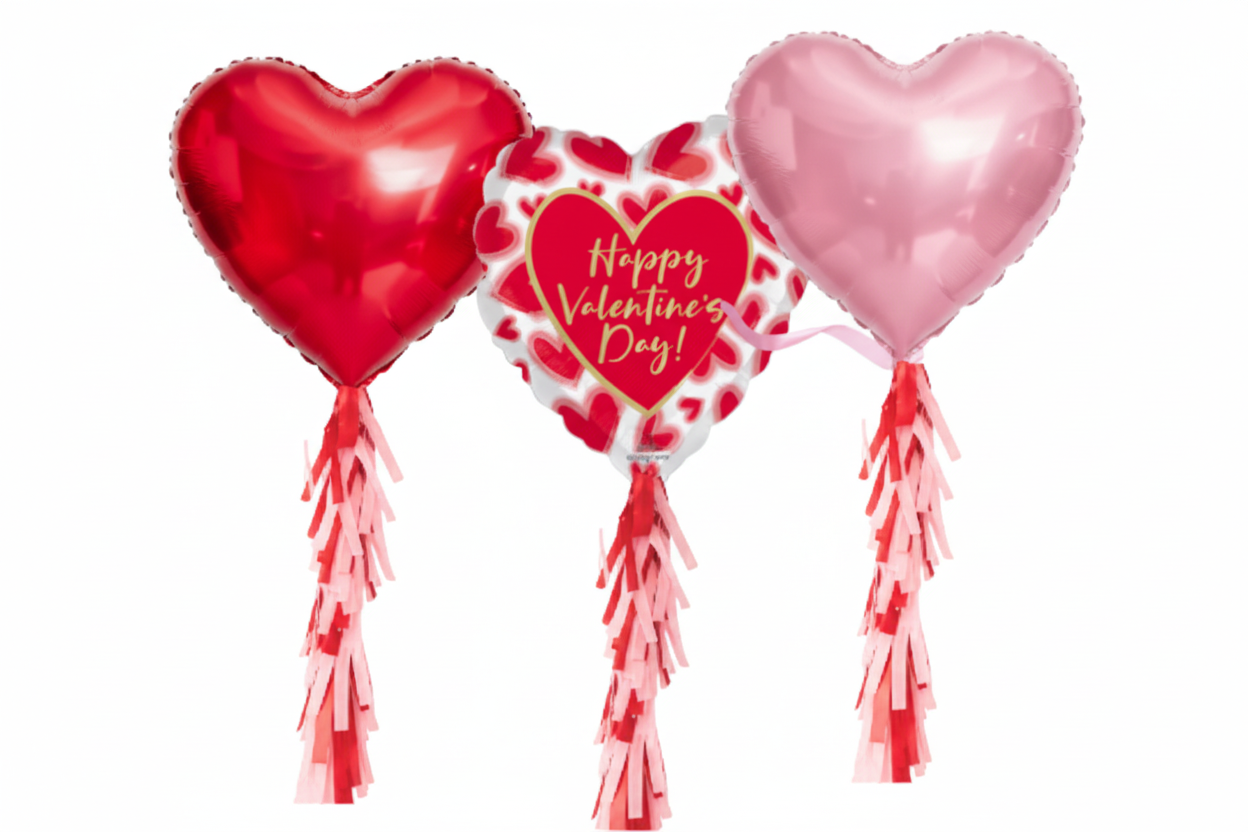 32" Hearts with Vday Tassels