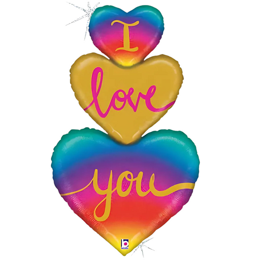 40" Rainbow Hearts I love you